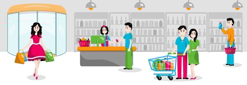 Supermarket flat illustration vector