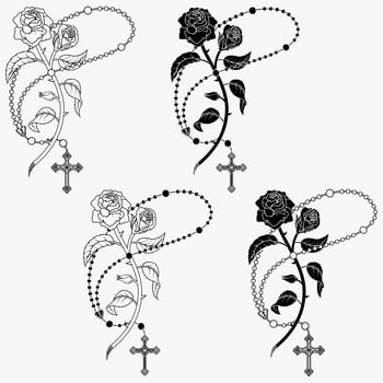 Vector design Catholic rosary with roses and petals, symbol of the Catholic religion