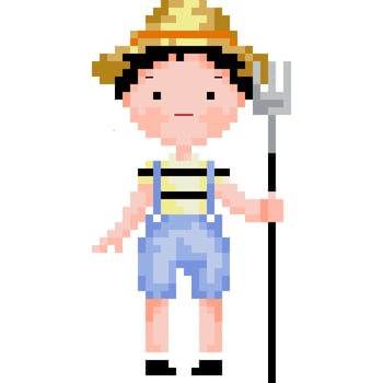 Boy cartoon icon in pixel style vector