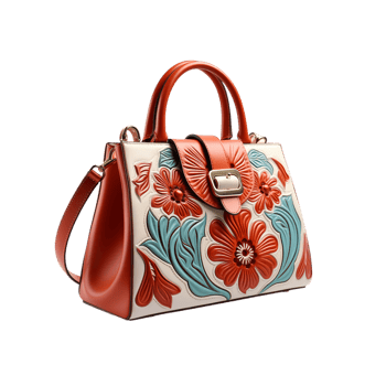 AI generated beautiful leather bag for women on transparent background PNG image