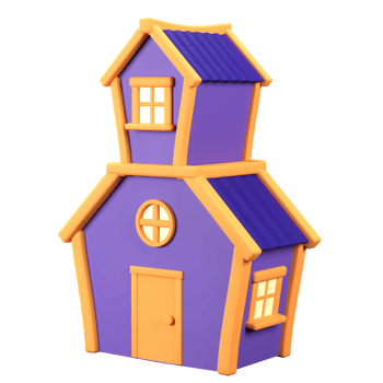 3D Stylized House. Object on a transparent background png