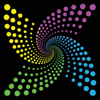 Multicolor dotted spiral vortex circle vector Mandala illustration