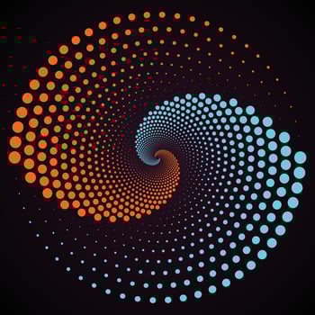 Multicolor dotted spiral vortex circle vector Mandala illustration