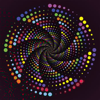 Multicolor dotted spiral vortex circle vector Mandala illustration