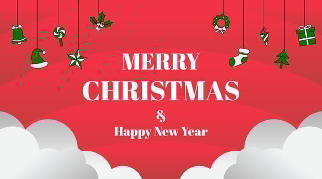 Red gradient Christmas background, with various Christmas icons. vector design for banner, greeting card, poster, social media promotion, web.