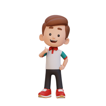 3D kid character give a thumb up with cute happy face png