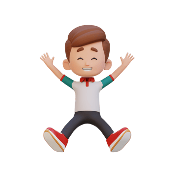3D cute boy in jumping pose png