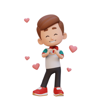 3D cute kid character in love png