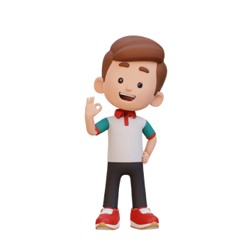 3D cute kid give ok sign png