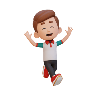 3D cute boy in jumping pose png