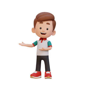 3D cute kid presenting pose png