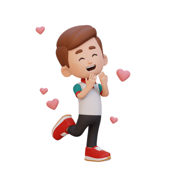 3D cute kid character in love png