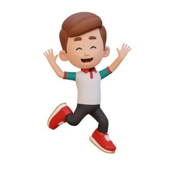 3D cute boy in jumping pose png