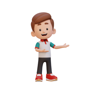 3D cute kid presenting pose png
