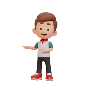 3D cute kid pointing hand to the side png