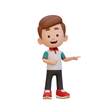 3D cute kid pointing hand to the side png