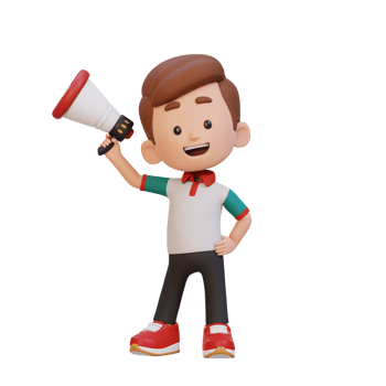 3D cute kid Character Holding a Megaphone png