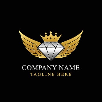 Abstract Diamond wings with Crown logo design vector