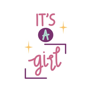 Its A Girl Hand Lettering vector