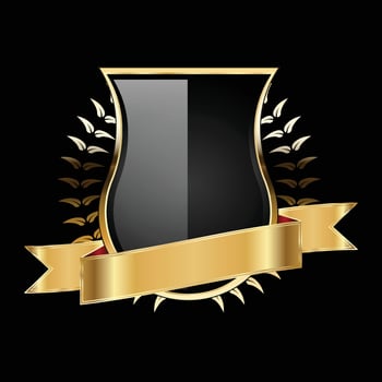Luxury golden black shield badges and labels. Retro vintage heraldic shield badge design vector