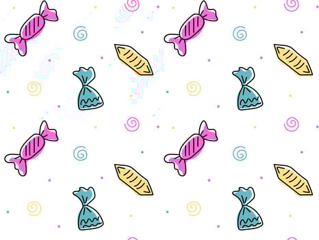 seamless doodle pattern with sweets, candies, holiday vector