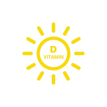 Vitamin D with sun icon. Vitamin D icon with sun vector illustration