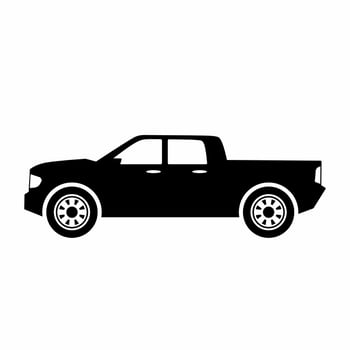 Pickup car icon vector. Countryside delivery car silhouette for icon, symbol and sign. Pickup car for transportation, shipment, delivery, package or transit vector