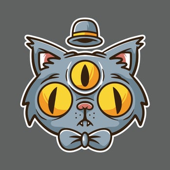 three eyed cat logo design, stickers, posters, printing and other uses vector