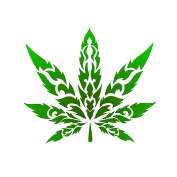 graphic vector illustration of tribal art green cannabis leaf tattoo
