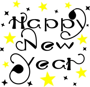 Happy New Year Lettering With Stars Image vector