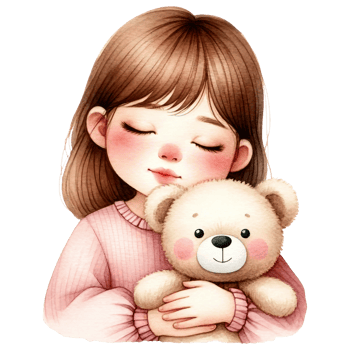 AI generated Watercolor Cute Girl Hugging a Teddy Bear Generative AI png
