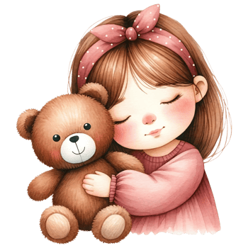AI generated Watercolor Cute Girl Hugging a Teddy Bear Generative AI png