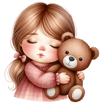 AI generated Watercolor Cute Girl Hugging a Teddy Bear Generative AI png