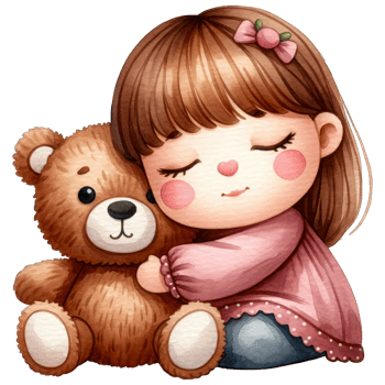 AI generated Watercolor Cute Girl Hugging a Teddy Bear Generative AI png