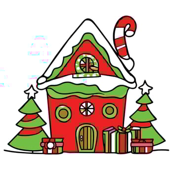 Vector Art drawing of a christmas house