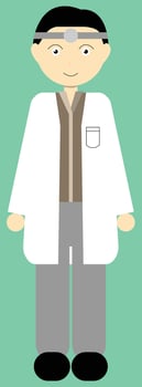 A doctor illustration vector, simple doctor drawing with a white lab coat, doctor character design, suitable for web design and front pages, good for cards and kids books characters and posters vector