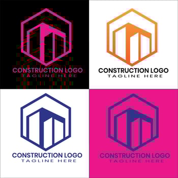 Building logo for construction company, printing with modern concept Premium Vector