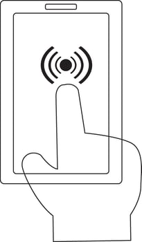 Smart Mobile phone with hand vector line art eps