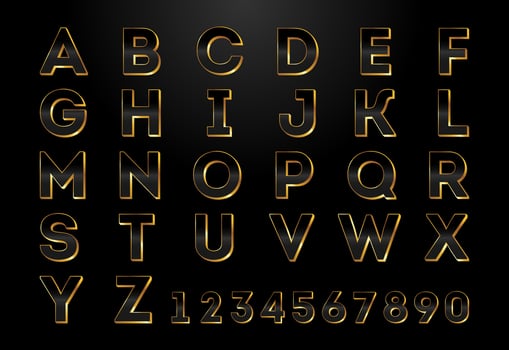Gold and black color alphabet Z. Elegant Gold Color alphabet vector illustration