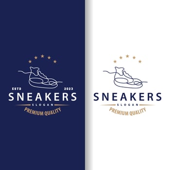 Shoe Logo, Minimalist Line Style Sneaker Shoe Design Simple Fashion Product Brand vector