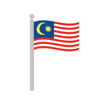 Flag of Malaysia on flagpole isolated png