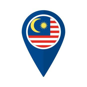 Flag of Malaysia flag on map pinpoint icon isolated blue color png