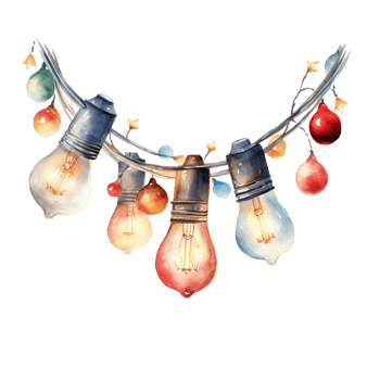 AI generated Christmas Light Garland For Christmas Event. Watercolor Style. AI Generated png