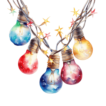 AI generated Christmas Light Garland For Christmas Event. Watercolor Style. AI Generated png