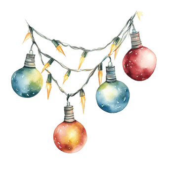 AI generated Christmas Light Garland For Christmas Event. Watercolor Style. AI Generated png