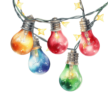 AI generated Christmas Light Garland For Christmas Event. Watercolor Style. AI Generated png