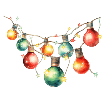 AI generated Christmas Light Garland For Christmas Event. Watercolor Style. AI Generated png