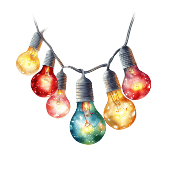 AI generated Christmas Light Garland For Christmas Event. Watercolor Style. AI Generated png