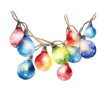 AI generated Christmas Light Garland For Christmas Event. Watercolor Style. AI Generated png