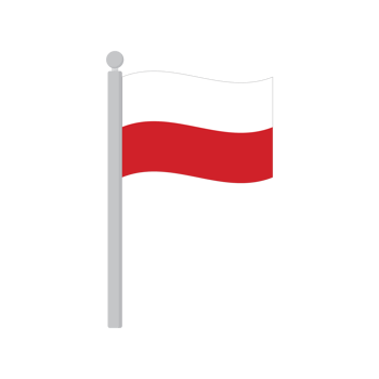 Flag of Poland on flagpole isolated png